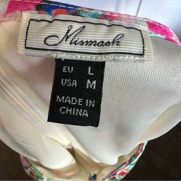 Mismash White Pink Floral Cap Sleeve Formal White Midi Dress Women’s Size Medium - Picture 16 of 16